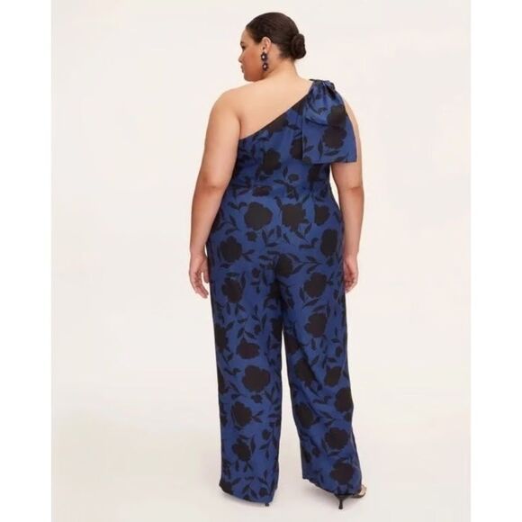 KATE SPADE X TARGET Classic Rose Linen Blend One Shoulder Jumpsuit Size 14 *NEW* - Picture 2 of 14
